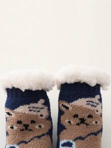 1雙加厚卡通羊毛中筒袜,適用於寶寶 - 藏蓝色 - 查看 5