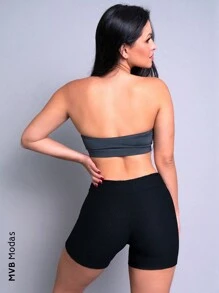 Women Sports Shorts - 黑色 - 查看 4