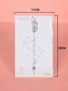 1入組星座箭頭羽毛圖案防水臨時紋身貼適用於兩者男士和女性,幾何風格適用於 - 黑色 - 查看 4