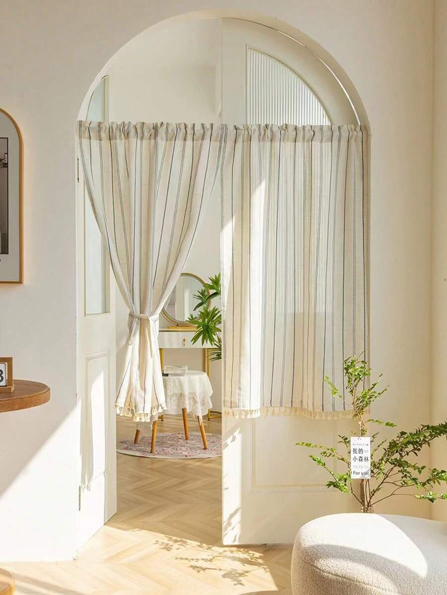 1pc Striped Door Curtain Divider - Multicolor - View 1