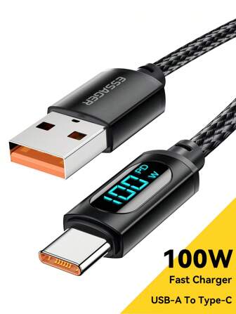  Essager Type C Cable 100W 7A PD Fast Charging Charger USB C With LED Display Cable Data Wire For Laptop Mobile Phone Tablet Nan