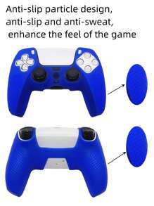 1 Set PlayStation 5 Controller Silicone Skin Cover + 2 Thumb Grip Caps, Anti-Slip, Anti-Scratch, Sweat-Proof, Dust-Proof For Enhanced Gaming Experience - Blue - View 4