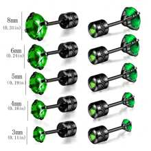 1 對鈦鋼螺旋不銹鋼爪和綠色水鑽耳環。適用於軟骨穿刺,靈敏度低。圓形爪螺絲圓形圓柱耳塞是一款男女皆宜的雙面配戴耳飾。這是理想的節日禮物。 - 綠色 - 查看 1