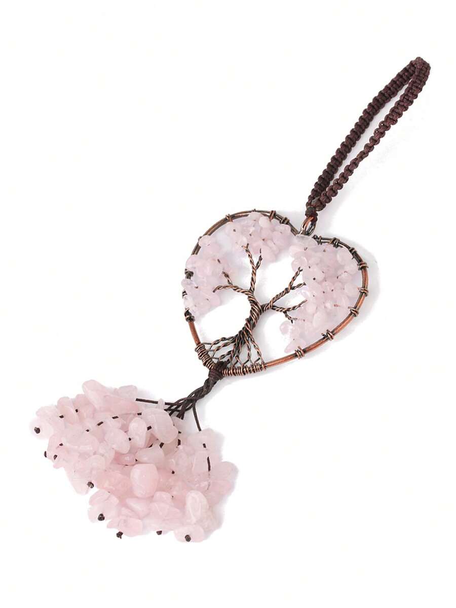 1 Miếng Retro Dây điện Wrapped Cây đời Tinh thể tự nhiên 7 Đá Đối với Nhà Phòng Phòng ngủ Trang trí tường Treo Đồ trang trí Boho Chiếu hậu ô tô Gương Treo Phụ kiện Tâm linh Đồ trang trí - Trái tim - Xem 1