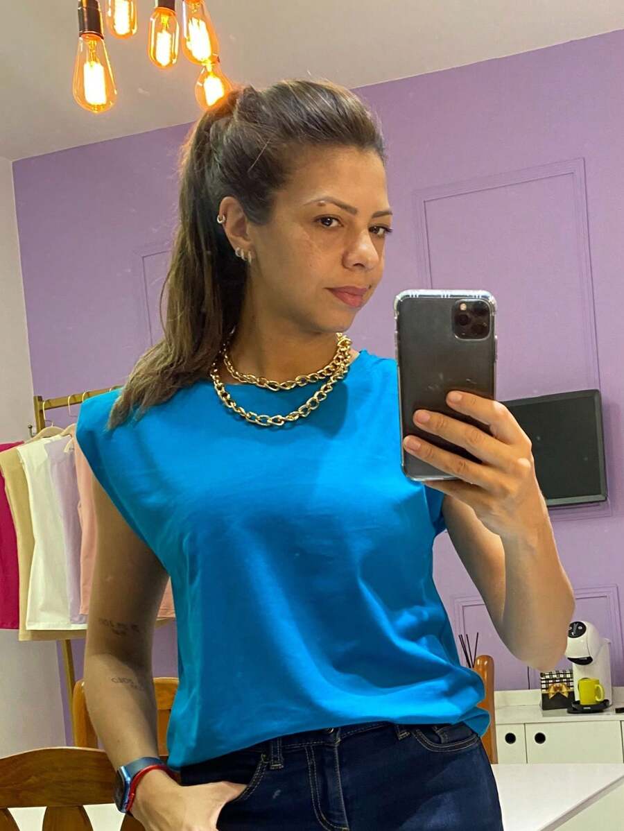 Women T-Shirts - Teal Blue - View 1