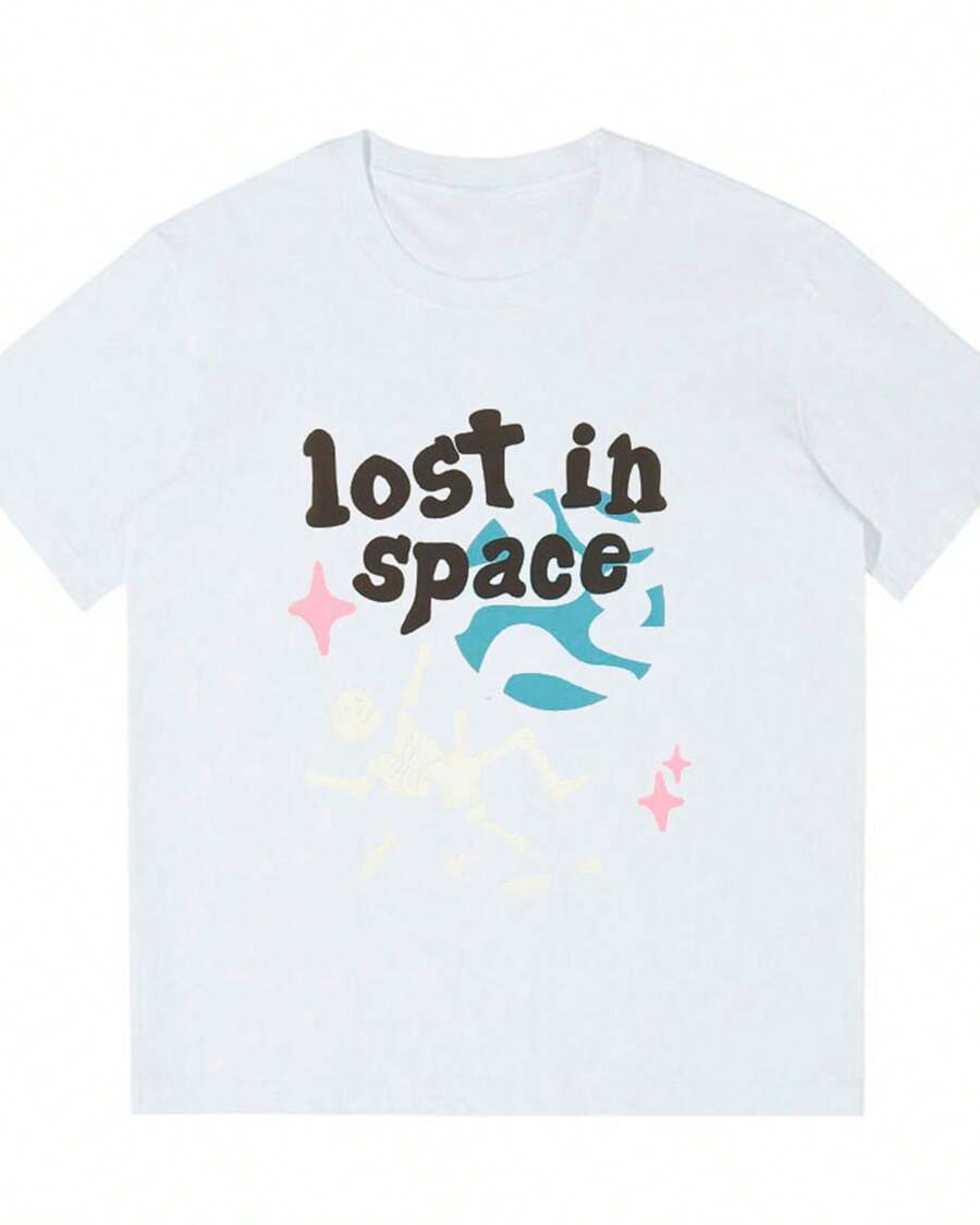 Camiseta Básica Masculina Algodão Perdido Do Espaço - Branco - Visão 1