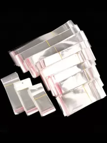 100pcs Transparent Self Sealing Adhesive Pouch OPP Bag Plastic Storage Bags With Hang Hole For Jewelry Display Package - Clear - View 1