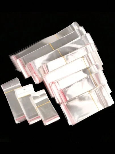 100 Chiếc Trong Suốt Tự Hàn Kín Dính Túi Túi OPP Nhựa Túi Bảo Quản Có Lỗ Hàng Cho Trang Sức Màn Hình Gói