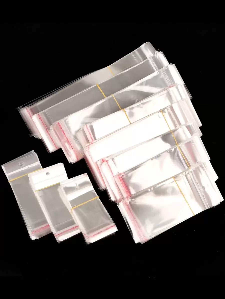 100pcs Transparent Self Sealing Adhesive Pouch OPP Bag Plastic Storage Bags With Hang Hole For Jewelry Display Package - Clear - View 1