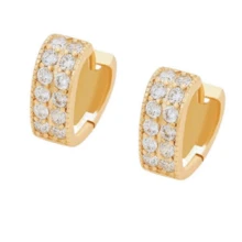 Aretes Corazón Mujer y Niña Arracadas Finas de Zirconia Oro Laminado Huggies de Moda - Dorado - Ver 1