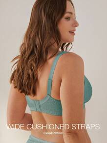 WINGSLOVE Plus Size Wireless Soft Full Coverage Bra For Women - Cadet Blue - View 3