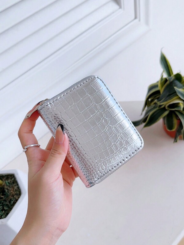 Fashionable Silver Short Zipper Wallet For Coins And Credit Cards Adorable With Hidden Compartments For Multifunctional Card Holder Portable Cash Bag Gift Gift Gifts For Teachers For Women Wallet Purse Wallet Small Wallet