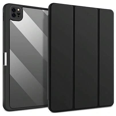 Apple 1 件纯黑色亚克力高透明度背板保护壳，防震且兼容 iPad，具有自动睡眠/唤醒功能，兼容 iPad 第 9 代/iPad 第 10 代