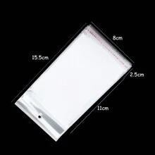 100pcs Transparent Self Sealing Adhesive Pouch OPP Bag Plastic Storage Bags With Hang Hole For Jewelry Display Package - Clear - View 7