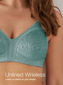 WINGSLOVE Plus Size Wireless Soft Full Coverage Bra For Women - Cadet Blue - View 4