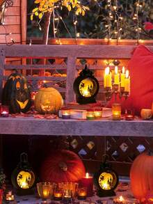 1個萬聖節南瓜燈幽靈節日產品,便攜式煤油燈,led彩色夜燈裝飾道具小驢燈 - 女孩圖案 - 查看 4