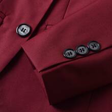 男孩勃艮第四件套西裝套裝，包括西裝外套、褲子、正裝襯衫和領結 - 酒紅色 - 查看 4