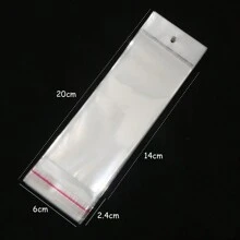 100 个透明自封粘性袋 OPP 袋塑料储物袋带挂孔适用于珠宝展示包装 - 無色 - 查看 9