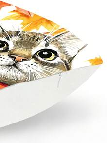 1pc Autumn Thanksgiving Red Maple Leaf Print Scarf Cat Shaped Pillowcase - Maple leaf kitten-1pc - View 5