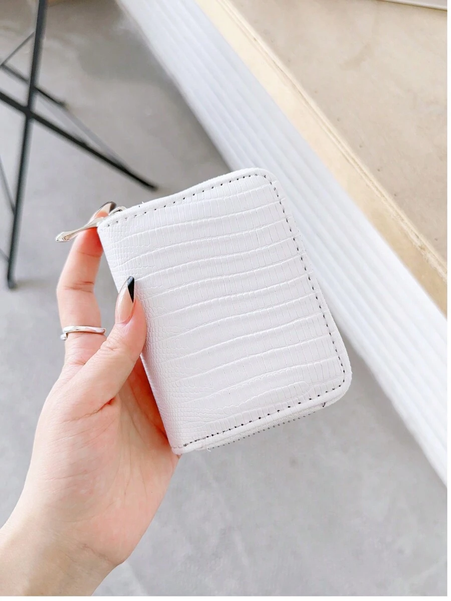 时尚个性化短款女士钱包，外部为白色，内部为黑色，卡夹和硬币便携式现金，白领阶层，适合女性大学工作商务通勤办公室，适合周年纪念日，适合生日礼物，情人节礼物，商务休闲女士钱包钱包小钱包
