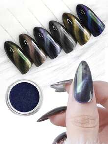Efecto en polvo tipo ojo de gato GAMA 03 para el arte de las uñas 6 pzs multicolor, Decoracion ojo de gato para uñas multicolor - Multicolor - Ver 3
