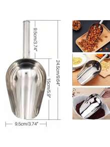 2 Cucharas Palas De Acero Inoxidable Para Hielo Granel Bufet - Plateado - Ver 3