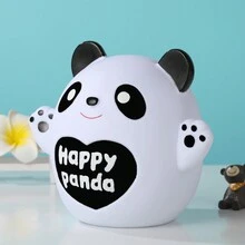 1pc Panda Shaped Pvc Piggy Bank, Cute Cartoon Design With Anti-fall Feature - fat panda - View 2