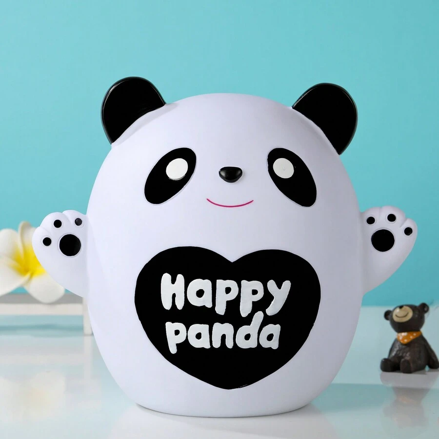 1pc Panda Shaped Pvc Piggy Bank, Cute Cartoon Design With Anti-fall Feature - fat panda - View 1