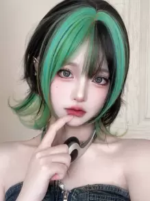 alicegarden 1 Piece Synthetic Heat-Resistant, With Bangs In Multicolor Wigs , 14 Inches Long, Made From Fiber, Stylish Wigs, Natural And Realistic Wig(Excluding Accessories)