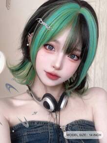alicegarden 1 Piece Synthetic Heat-Resistant, With Bangs In Multicolor Wigs , 14 Inches Long, Made From Fiber, Stylish Wigs, Natural And Realistic Wig(Excluding Accessories)