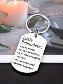 Fashionable Stainless Steel Keyring Inspirational English Phrase Design Keychain Pendant For Creative Gift - White - View 2