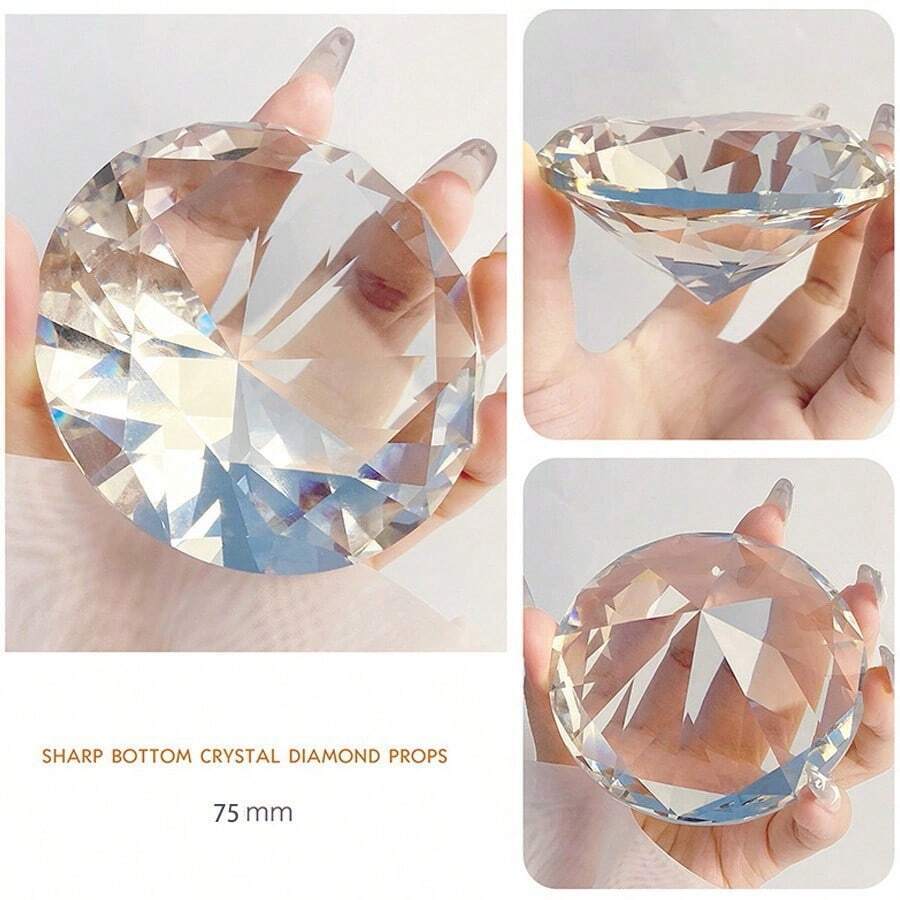 ART LALIC 75mm Glass Crystal Nail Art Display, Transparent Diamond Shape For Hand Model Photo Shooting Tool,Nail Supplies,Nail Tools,Nail Art Tools,Back To School,Nails,Nail Tools For Press On Nails - Clear - View 1