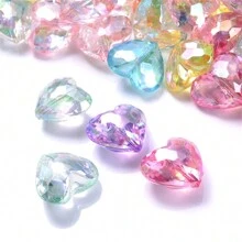 20入組12x19mm亞克力AB顏色透明珠子帶洞DIY首飾製作,心形