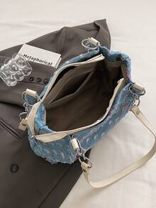 حقيبة يد موضة مصنوعة من قماش النايلون مزينة بطبعات الفراشات، حقيبة كتف ،حقيبة كبيرة السعة للاستخدام اليومي مناسبة للطالبات والنساء العاملات - متعدد الألوان - مشاهدة 7