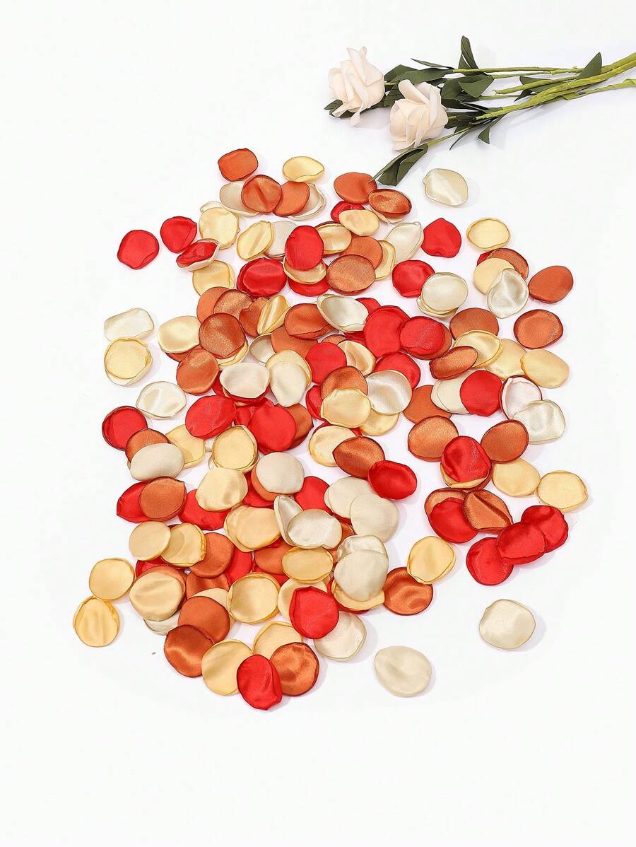 200pcs/Pack Assorted Color Artificial Silk Organza Diy Flower Petals, Fake Rose Petals For Wedding Party Decoration - Multicolor - View 1