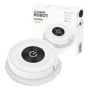 1入組白色靜音觸控式濕乾兩用機器人吸塵器,適用於家庭使用