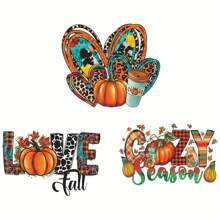 1 Miếng Quả bí ngô Love Mùa thu lá phong Lễ tạ ơn Truyền nhiệt Vinyl Sắt-Bật Truyền nhiệt Hình dán Nhấn Giấy dán Đối với DIY Quần áo Áo thun Mặt nạ Quần jean Ba lô - xanh quân đội - Xem 2