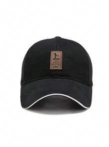 1 件装男士棒球帽嘻哈潮流弧形帽檐帽子高尔夫帽卡车司机帽街头服饰 - 黑色 - 查看 2