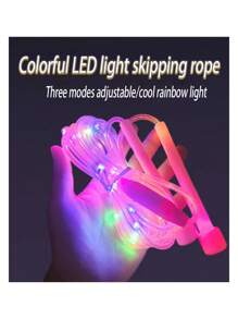 Led Light Up Jump Rope, Adjustable Colorful Glow In The Dark Skipping Rope With Handles For Sports And Fitness, Pink - Pink - View 1