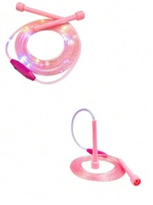 Led Light Up Jump Rope, Adjustable Colorful Glow In The Dark Skipping Rope With Handles For Sports And Fitness, Pink - Pink - View 3