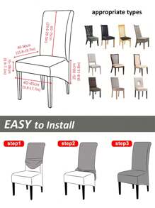 1 件印花椅套,現代彈性聚酯纖維可拆卸全包裝餐椅套,適合客廳、餐廳、家庭使用 - 黑與白 - 查看 2