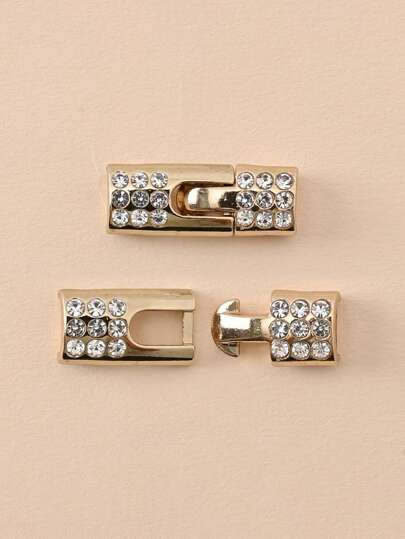 1pair Gold Rhinestone Shoe Lace Buckle, No Tie Shoelace Buckle, Suitable For Elastic Shoelaces For Women Men Sneakers Shoes, Casual Shoes