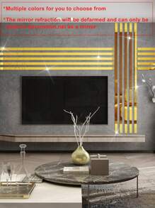 Bộ 10 miếng dán tường gương hình chữ nhật bằng acrylic trang trí nền, miếng dán, decal dán tường, decal vinyl trang trí nhà cửa, vật dụng trang trí mùa xuân làm mới ngôi nhà của bạn, miếng dán trang trí Rama quà tặng sinh nhật tốt nghiệp trang trí tường trang trí phòng gương treo tường gương cho phòng trang trí phòng tắm trang trí phòng khách - Vàng - Xem 8