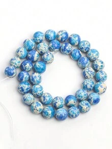 1股藍色皇帝石項鍊,天然石頭珠子,適用於製作珠寶首飾,療癒能量石,享受diy製作樂趣 - 藍色 - 查看 3