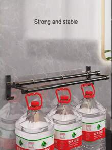 1入組鋁合金毛巾架,浴室不附帶打孔掛飾架,廁所洗手房間收納懸掛架,黑色簡約風格 - 黑色 - 查看 4