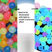 25-100入組6/8/10mm發光圓形散珠混合亮面螢光珠,適用於珠寶製作手鍊 - 彩色 - 查看 3