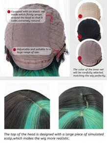 alicegarden 1 Piece Synthetic Heat-Resistant, With Bangs In Multicolor Wigs , 14 Inches Long, Made From Fiber, Stylish Wigs, Natural And Realistic Wig(Excluding Accessories)