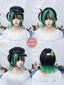 alicegarden 1 Piece Synthetic Heat-Resistant, With Bangs In Multicolor Wigs , 14 Inches Long, Made From Fiber, Stylish Wigs, Natural And Realistic Wig(Excluding Accessories)