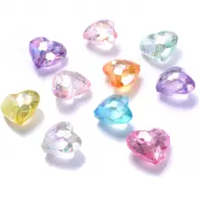 20入組12x19mm亞克力AB顏色透明珠子帶洞DIY首飾製作,心形