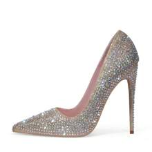 Women's Fashion High Heel Shoes With 12cm Heel & Rhinestone Decor - Gold - View 1